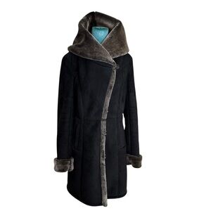 BGSD Women’s Sherpa Coat - Luxe Vegan Suede & Faux Fur Lined Jacket
